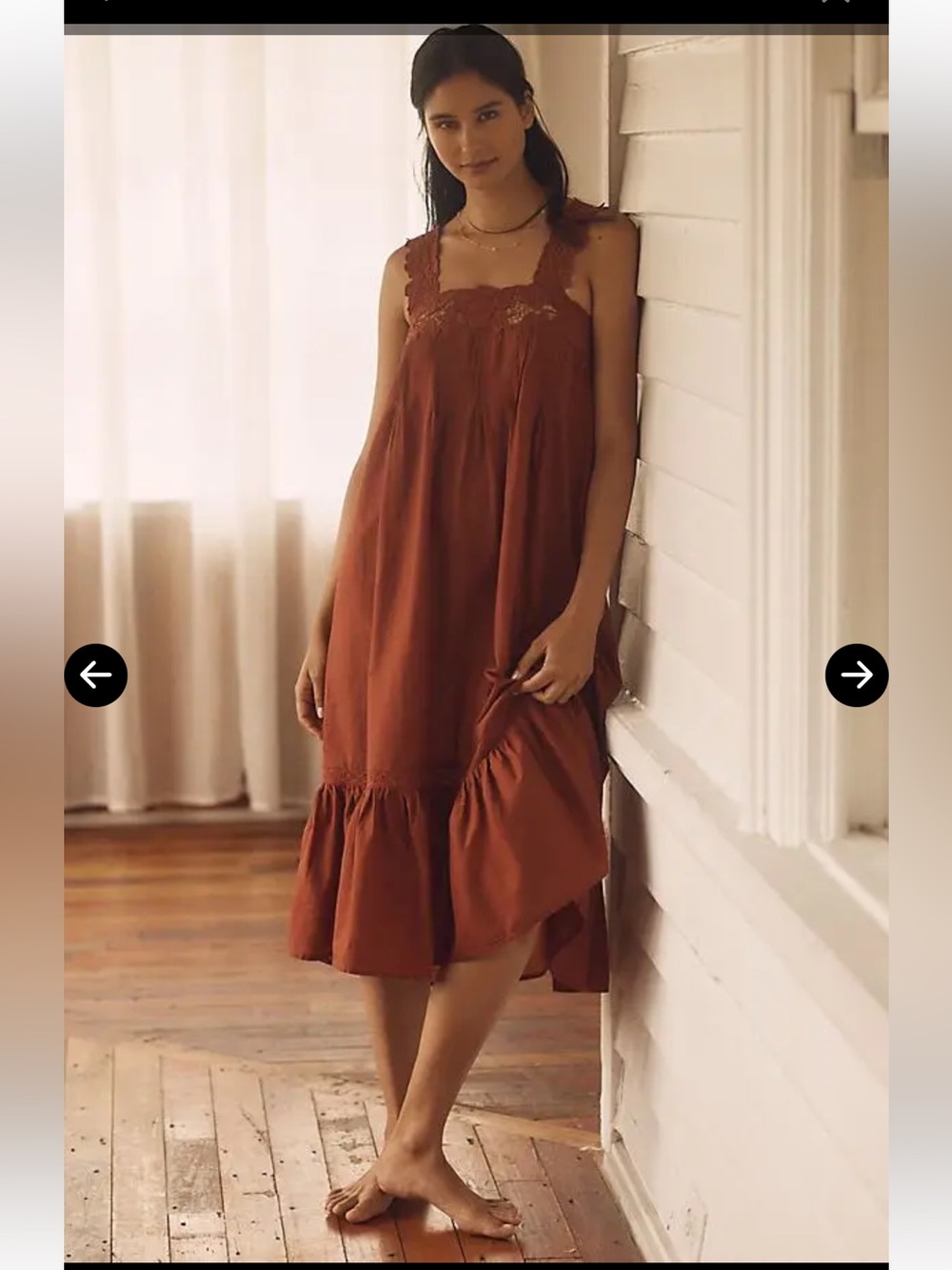 NWT Anthropologie size L/P embroidered cotton Nap dress in chocolate